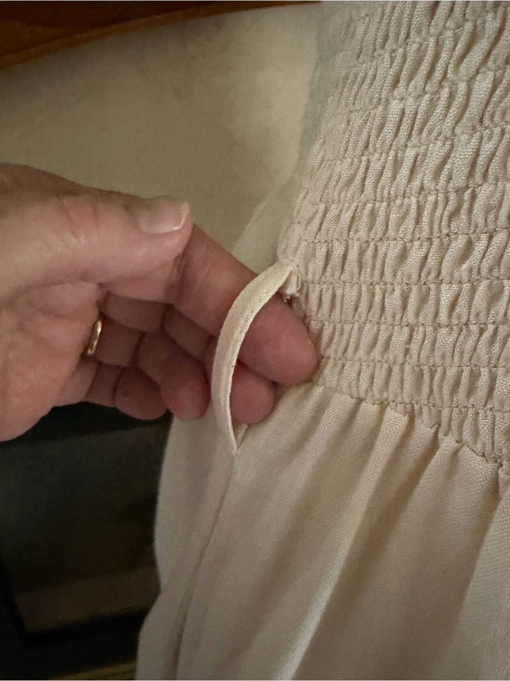 VENUS Cream Linen Blend Smocked Bodice Wide-Leg Jumpsuit Size 10 NWOT - Picture 6 of 13